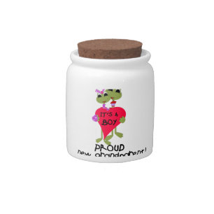 Frog Proud Grandparent of Boy Gifts Candy Jar