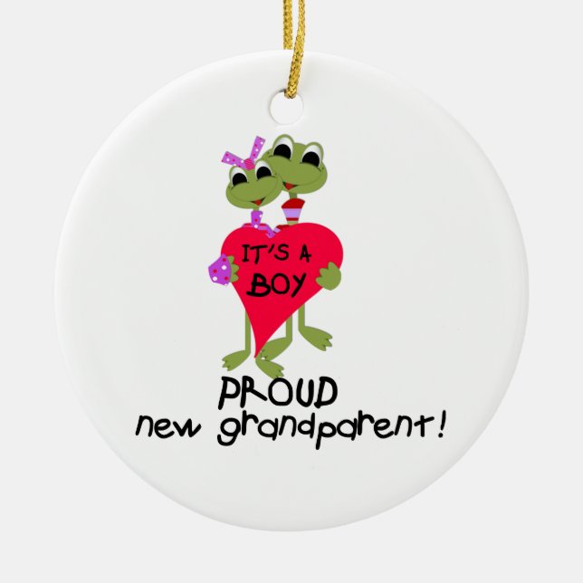 Frog Proud Grandparent of Boy Gifts Ceramic Ornament (Front)