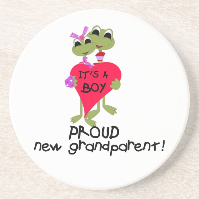 Frog Proud Grandparent of Boy Gifts Coaster (Front)