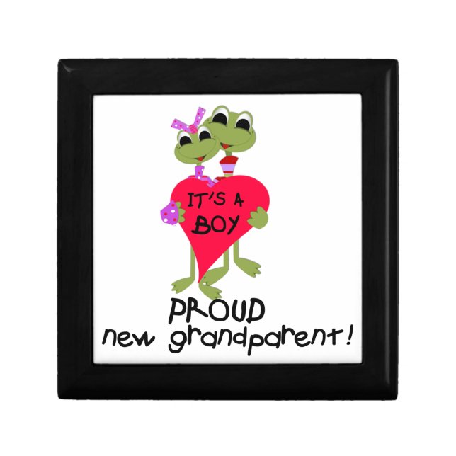 Frog Proud Grandparent of Boy Gifts Jewelry Box (Front)