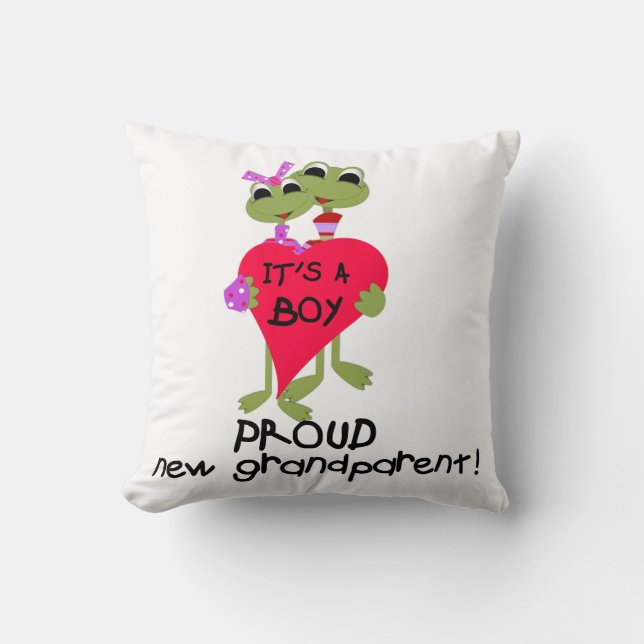 Frog Proud Grandparent of Boy Gifts Throw Pillow (Front)