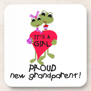 Frog Proud Grandparent of Girl Gifts Beverage Coaster