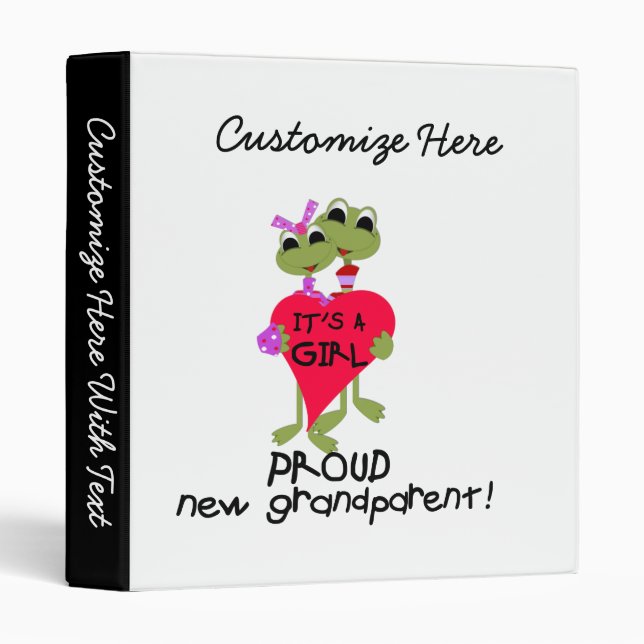 Frog Proud Grandparent of Girl Gifts Binder (Front/Spine)