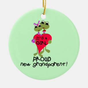 Frog Proud Grandparent of Girl Gifts Ceramic Ornament