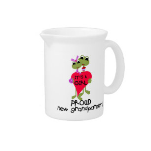 Frog Proud Grandparent of Girl Gifts Drink Pitcher