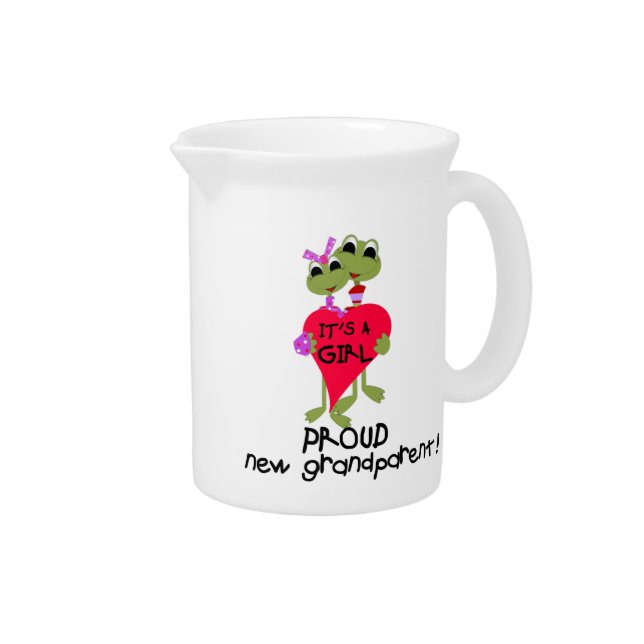 Frog Proud Grandparent of Girl Gifts Drink Pitcher (Right)