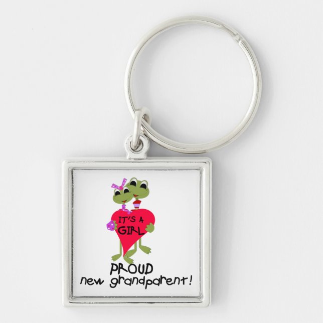 Frog Proud Grandparent of Girl Gifts Keychain (Front)