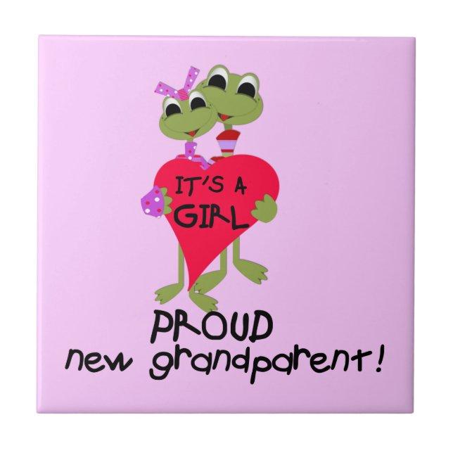 Frog Proud Grandparent of Girl Gifts Tile (Front)