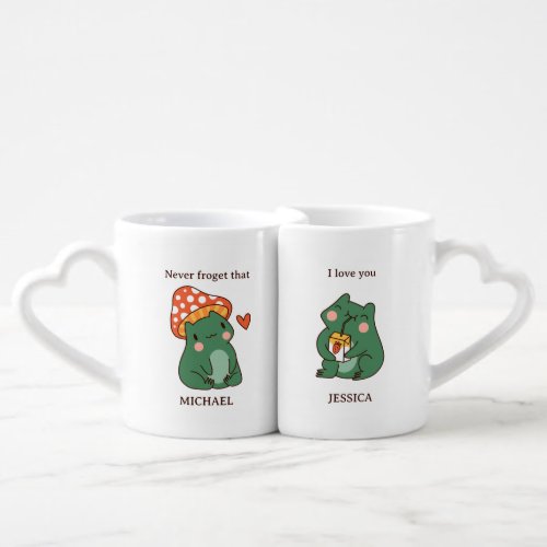 Frog Pun Cute Couple in Love Funny Valentines Day Coffee Mug Set