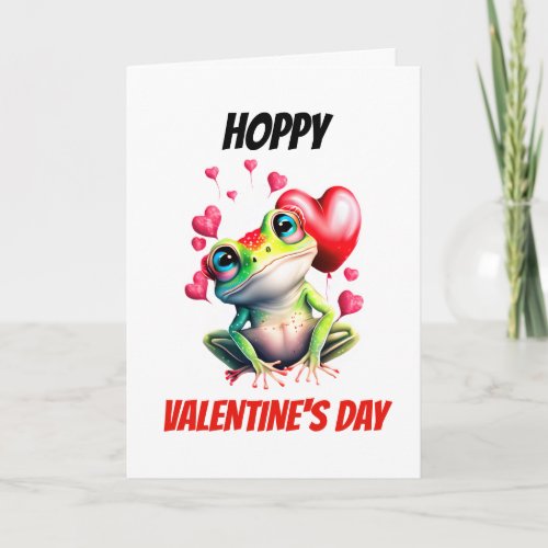 Frog puns  Hoppy Valentines Day cute froggy pun Holiday Card