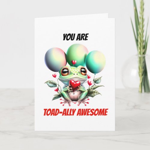 Frog puns  Toadally awesome cute green toad pun Holiday Card
