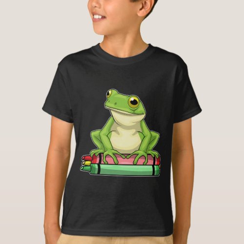 Frog Pupil Crayons School T_Shirt