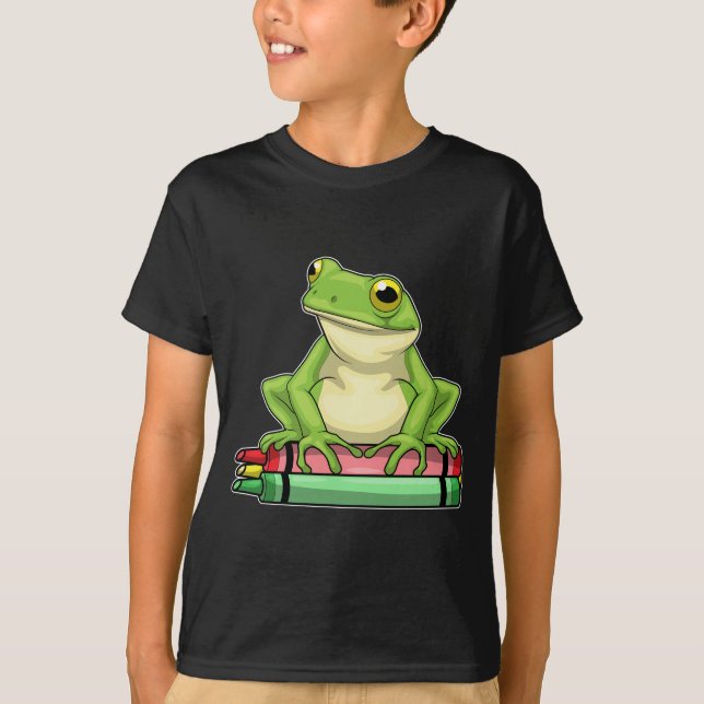 Frog Pupil Crayons School T-Shirt (Front)