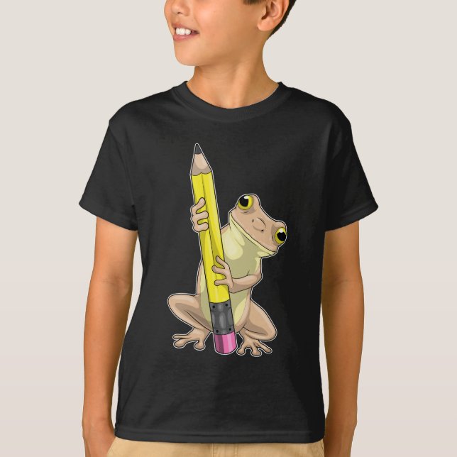 Frog Pupil Pencil School T-Shirt (Front)