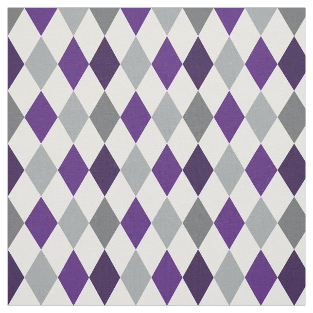 Frog Purple & Gray Argyle Pattern Fabric (Swatch)