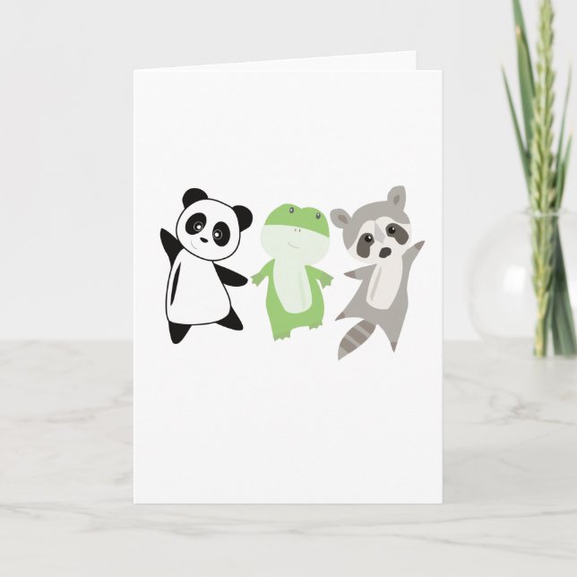 Frog Raccoon Panda Sweet Animal Lovers Card (Front)