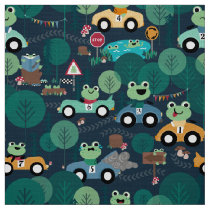 Frog Race Car Drivers Kids Adorable Animal Fabric