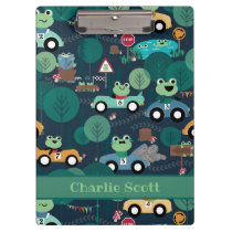 Frog Race Car Drivers Kids Personalized Clipboard