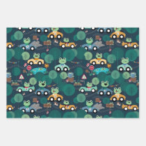 Frog Race Car Drivers Kids Personalized Wrapping Paper Sheets