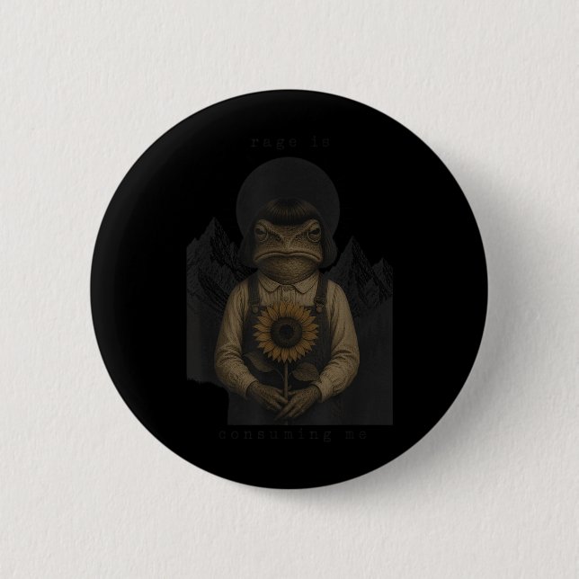 Frog Rage Is Consuming Me Sarcastic Meme Funny Button (Front)