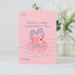 Frog Reading a Book Cute Valentine's Day Enclosure Card