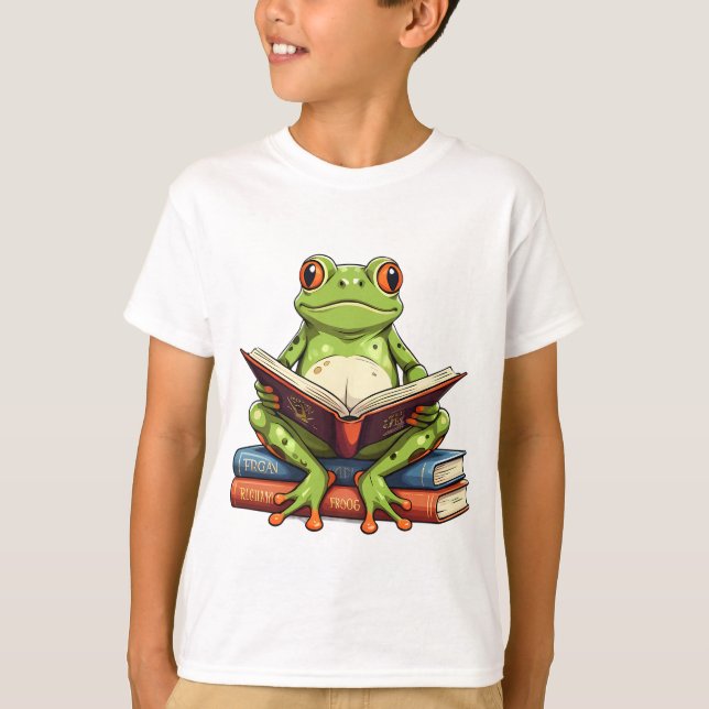 Frog Reading a Book T-Shirt (Front)