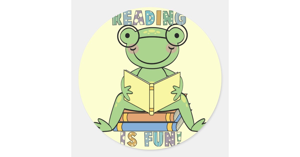 Frog Reading is Fun T-shirts and Gifts Classic Round Sticker | Zazzle