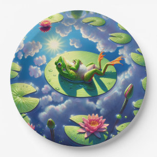 Frog Relaxing On a Lily Pad Paper Plates