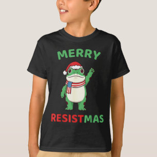 Frog Retro Merry Resistmas Funny Litical Christmas T-Shirt