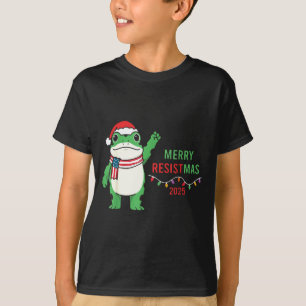 Frog Retro Merry Resistmas Funny Litical Christmas T-Shirt