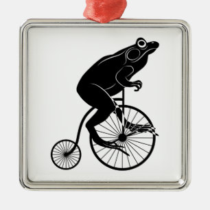 Frog Riding a Bike Metal Ornament
