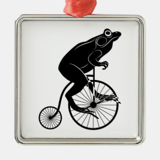 Frog Riding a Bike Metal Ornament