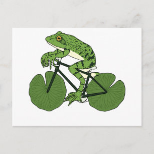 Frog Riding Bike With Lily Pad Wheels Postcard