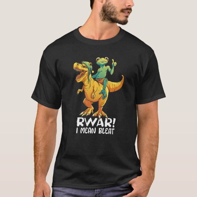 Frog Riding Rex Rawr Bleat Birthday Boy Girl Kids T-Shirt (Front)