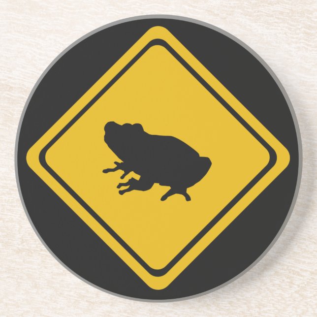 frog road sign drink coaster (Front)