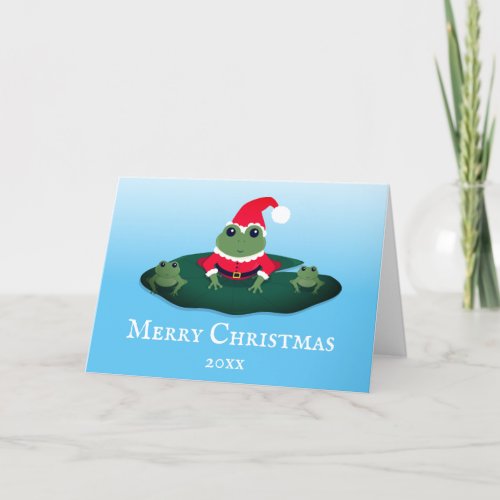 Frog Santa Animal Christmas Holiday Card