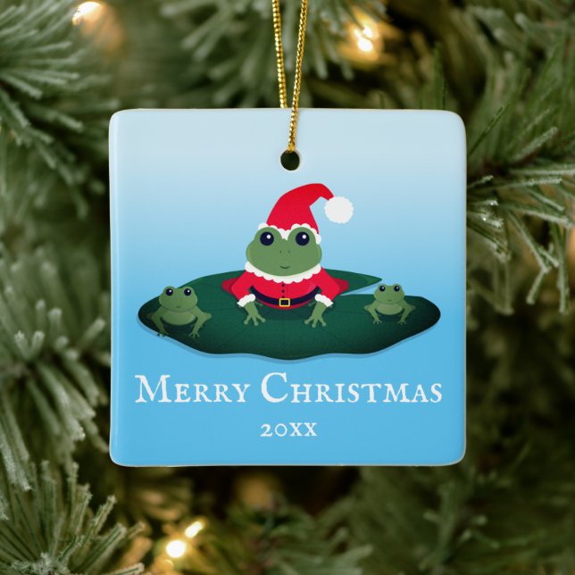 Frog Santa Animal Novelty Year Cartoon Christmas Ceramic Ornament (Tree)