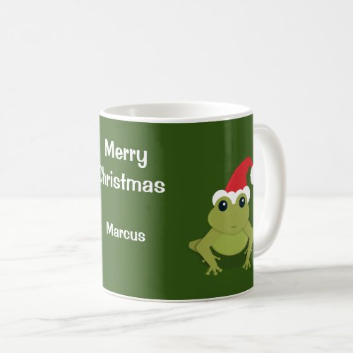 Frog Santa Green Christmas Coffee Mug
