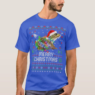 Frog Santa Hat Animal Christmas Tree Lights Holida T-Shirt