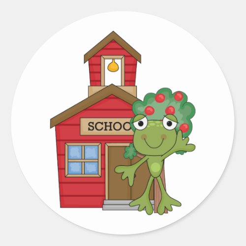 Frog School House Classic Round Sticker