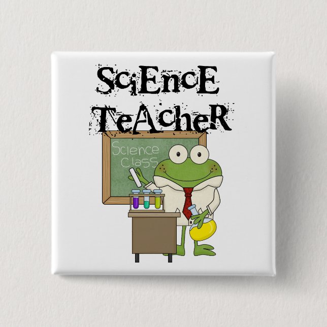 Frog Science Teacher Pinback Button (Front)