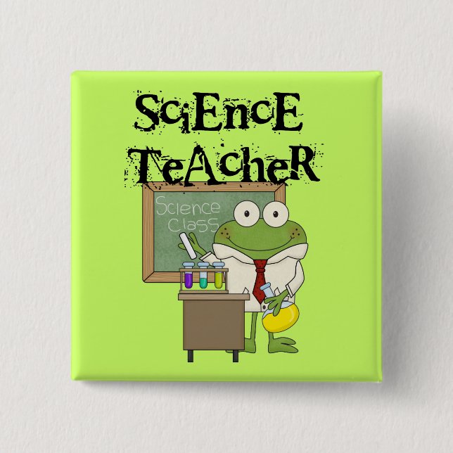 Frog Science Teacher Pinback Button (Front)