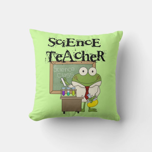 Frog Science Teacher Throw Pillow (Front)