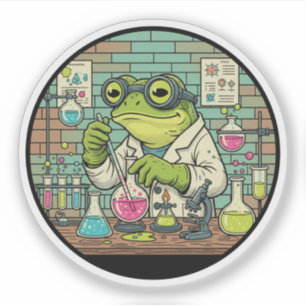 Frog Scientist Chemist - Funny Vintage Lab Work Sticker