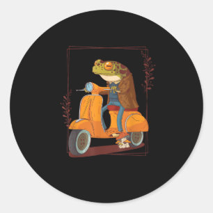 Frog Scooter Mushroom Goblincore Academia Classic Round Sticker