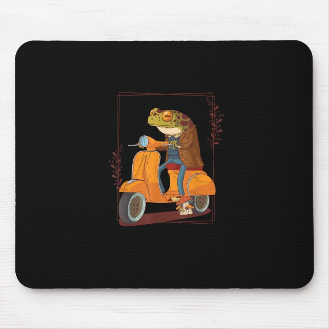 Frog Scooter Mushroom Goblincore Academia Mouse Pad (Front)