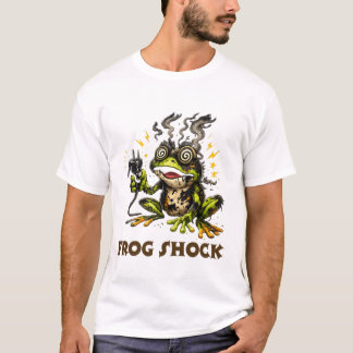 Frog Shock – Funny Electrified Frog Cartoon Illust T-Shirt