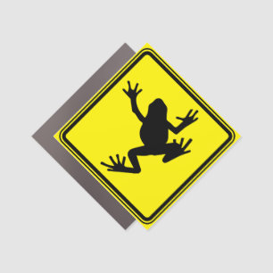 Frog Silhouette Art Frog Image Warning Graphic Car Magnet