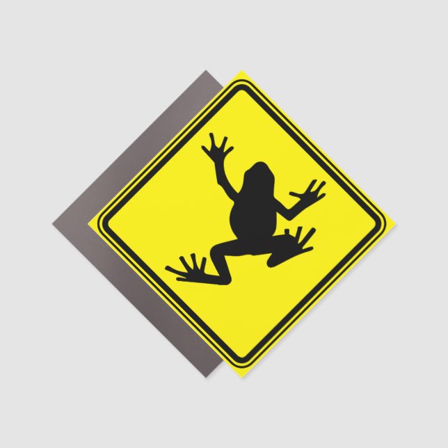 Frog Silhouette Art Frog Image Warning Graphic Car Magnet (Front)