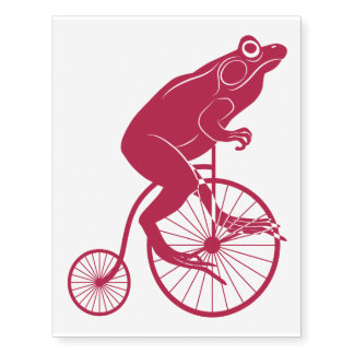 Frog Silhouette Riding a Bike Temporary Tattoos